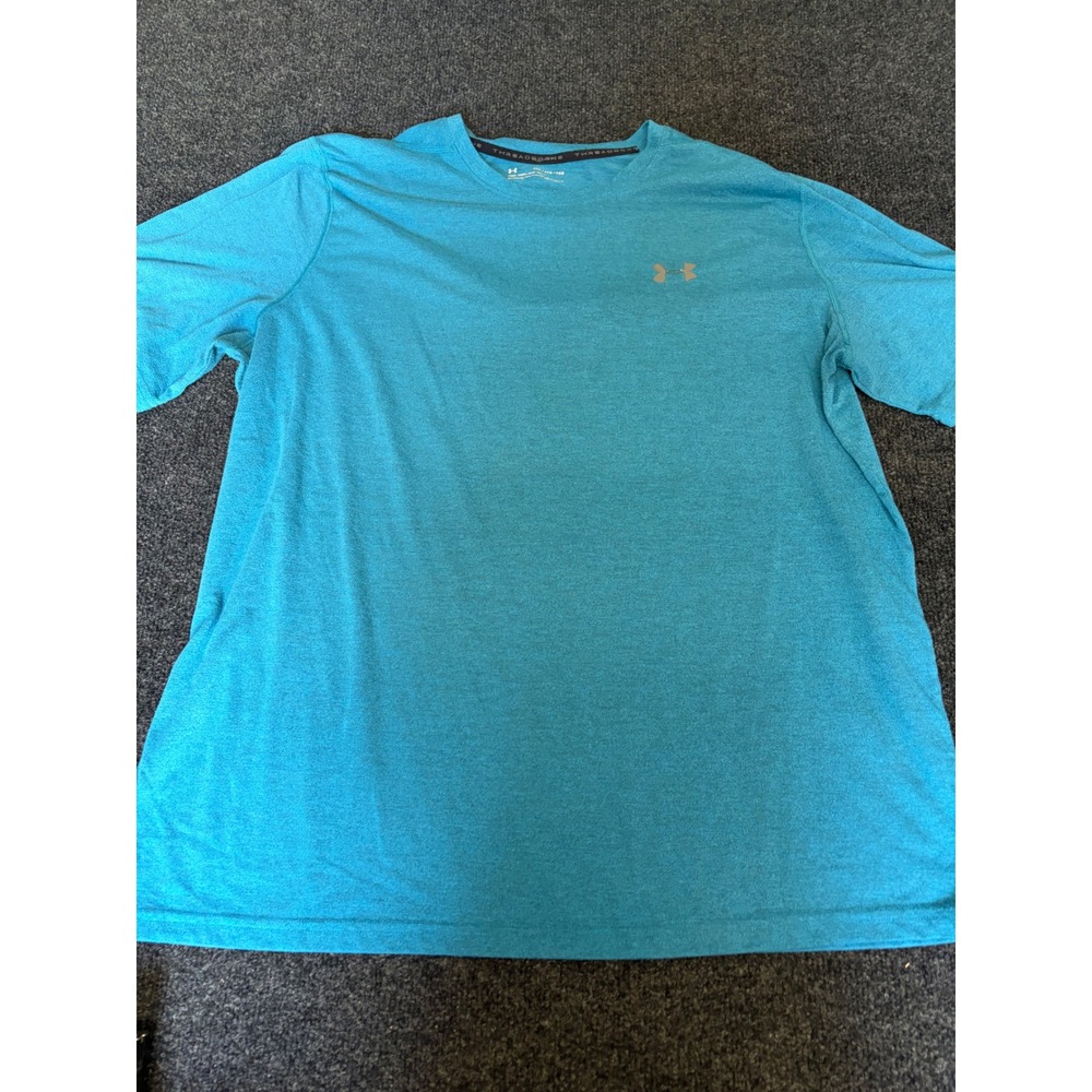 Under Armour Mens HeatGear Threadborne Siro T-Shirt Blue Heather 2XL Loose Fit